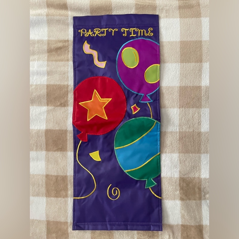 Vintage Party Time Yard Flag 12x30 inches